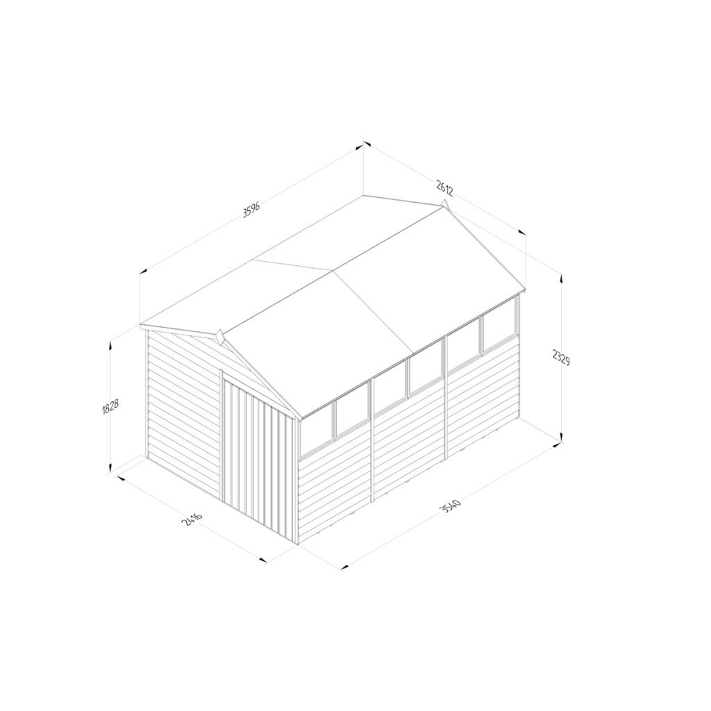 4LIFE Apex Shed 8×12 – Double Door – 6 Window (Installation) 5013053200179 2